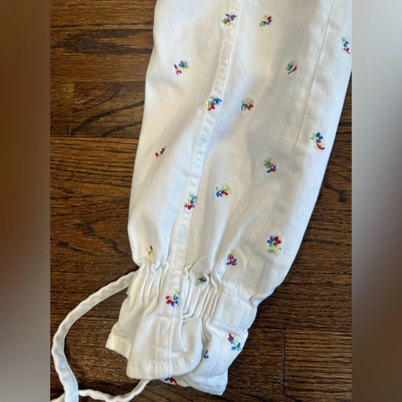 Something Navy Sylvia Floral Embroider Denim Pants White Size 2 U0770 - Picture 7 of 12